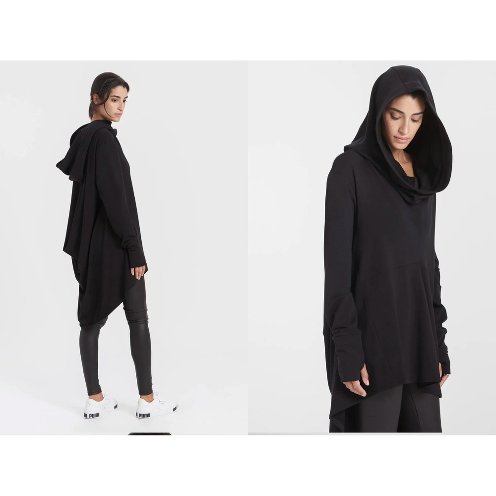 Marcella NYC Firenze Asymmetrical Black Hoodie Large Avant Garde Minimal Goth
